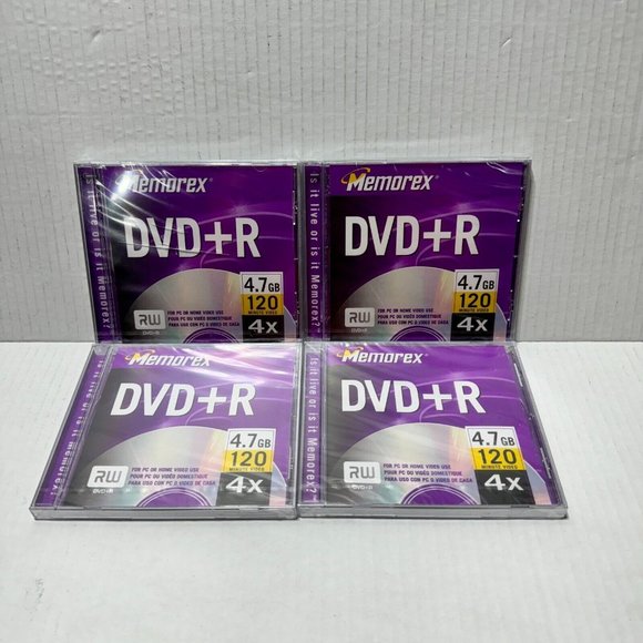 (4-Pack) Memorex DVD+R 4.7GB 120 Min Video Discs Bulk Lot - Recordable Media 📀 - Picture 1 of 4